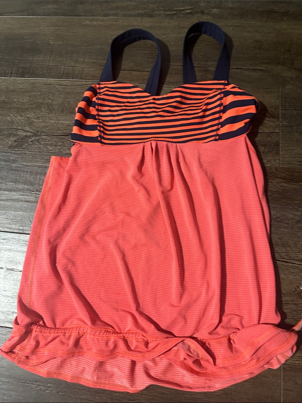 lululemon athletica Coral Tank with Navy Striped Bust